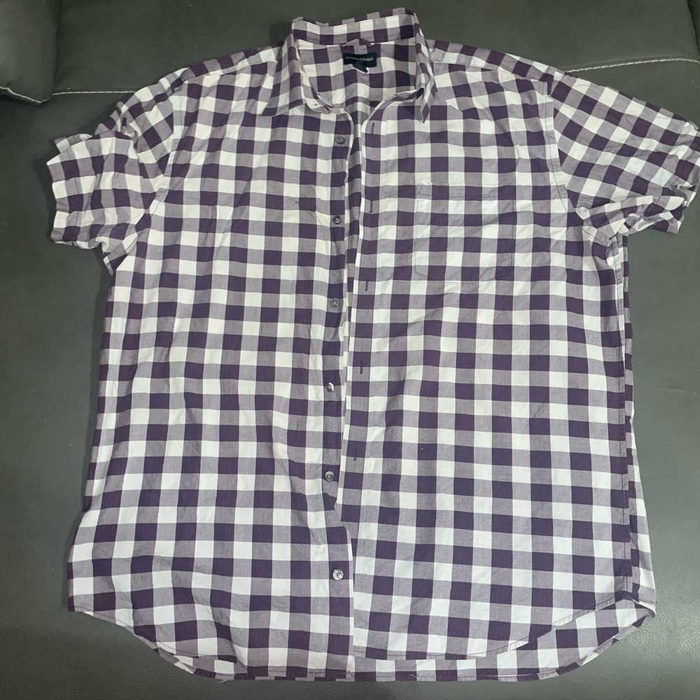 Banana Republic Men’s Purple & White Gingham Button-Up Shirt – Size XL